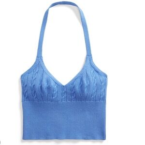 Polo by Ralph Lauren Blue Cable-Knit Halter Crop Top